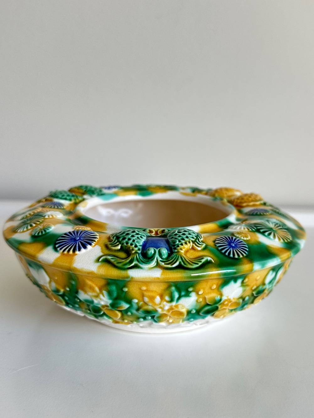 Vintage Chinese Sancai Glaze Majolica Tang Dynasty Style Bowl Brush Washer